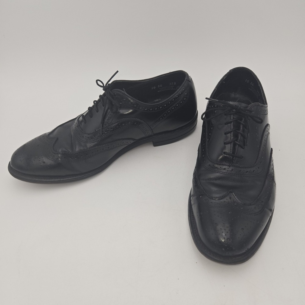 Florsheim Imperial 372 Mens 10D Black Longwing Brogue Oxford Dress Shoes USA VTG